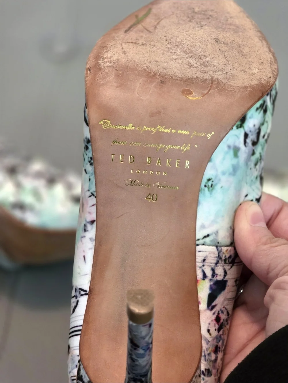 Ted Baker Floral Watercolor Pointed-Toe Stilettos - White with Pastel Accents